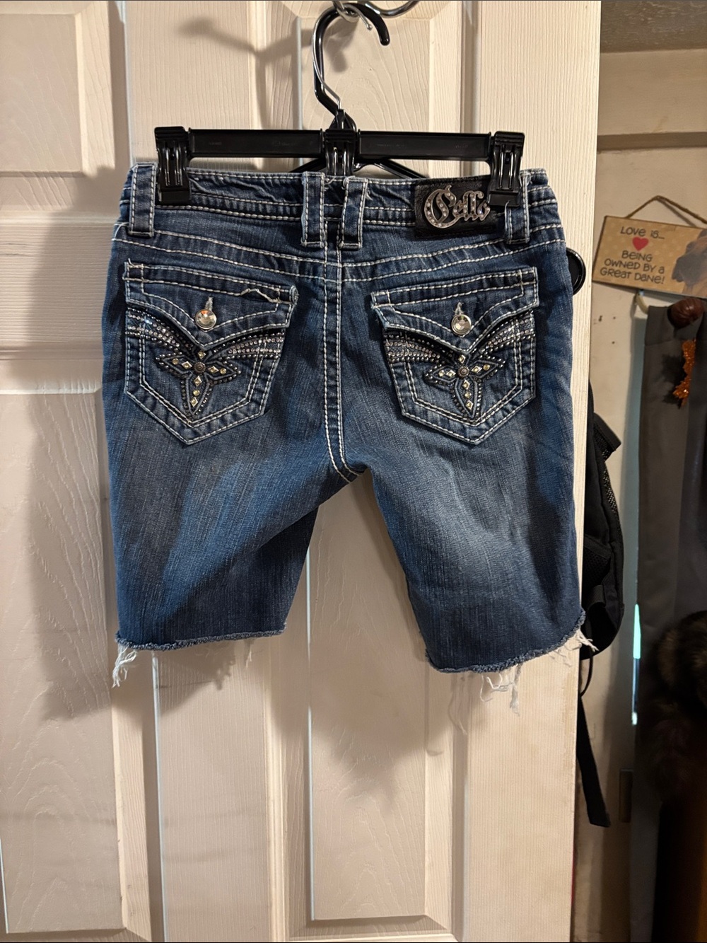 Cello Dark Blue Embellished Denim Shorts